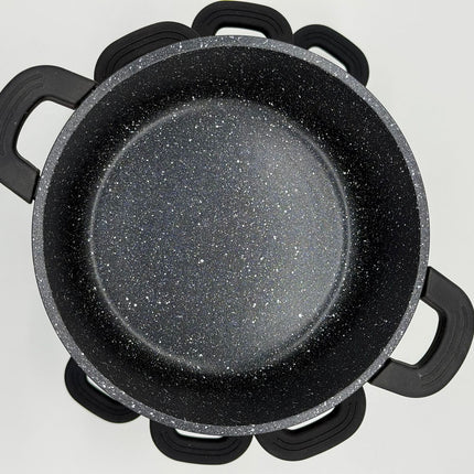 JANA Granite Non Stick Casserole Set 4 Piece | Induction Cookware with Glass Lids