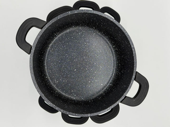 JANA Granite Non Stick Casserole Set 4 Piece | Induction Cookware with Glass Lids