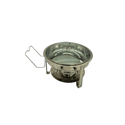 S/Steel Chafing Dish 4.5L – Glass Lid with Lid Holder + Free Chafing Fuel