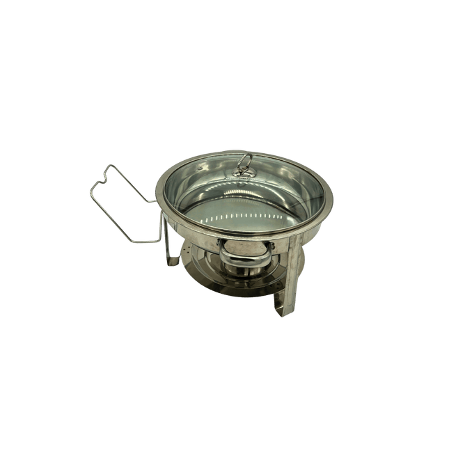 S/Steel Chafing Dish 4.5L – Glass Lid with Lid Holder + Free Chafing Fuel