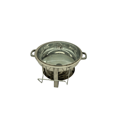 S/Steel Chafing Dish 4.5L – Glass Lid with Lid Holder + Free Chafing Fuel