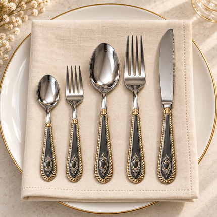 Luxury Copper-Plated Stainless Steel Cutlery – 6 Piece Sets