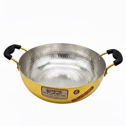 Hand-Hammered Brass Kadai/Casserole - 6 Sizes - Healthy Indian Cookware