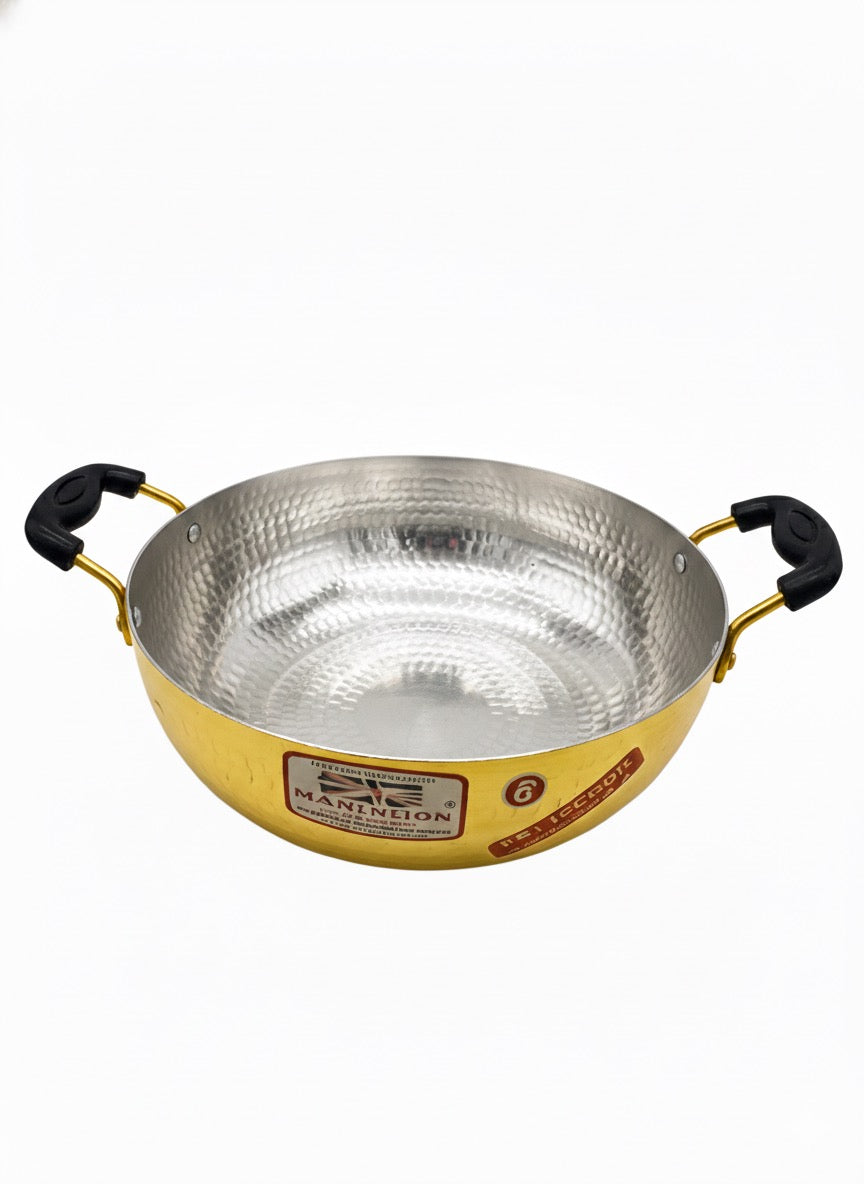 Hand-Hammered Brass Kadai/Casserole - 6 Sizes - Healthy Indian Cookware