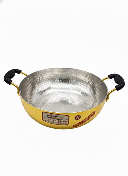 Hand-Hammered Brass Kadai/Casserole - 6 Sizes - Healthy Indian Cookware
