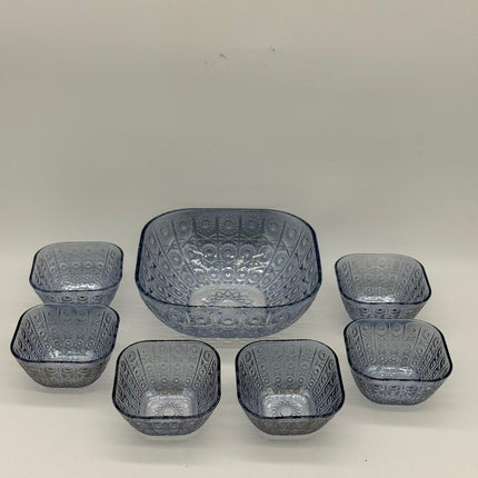 7 Piece Glass Serving Bowl Set | Orange & Blue Decorative Bowl Set