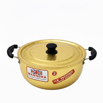 Hand-Hammered Brass Kadai/Casserole - 6 Sizes - Healthy Indian Cookware