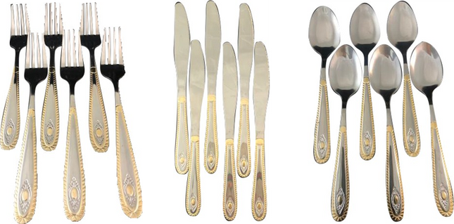 Copper Plated Cutlery Set 18pc – Stainless Steel Forks Knives Spoons