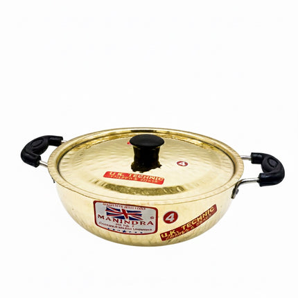 Hand-Hammered Brass Kadai/Casserole - 6 Sizes - Healthy Indian Cookware
