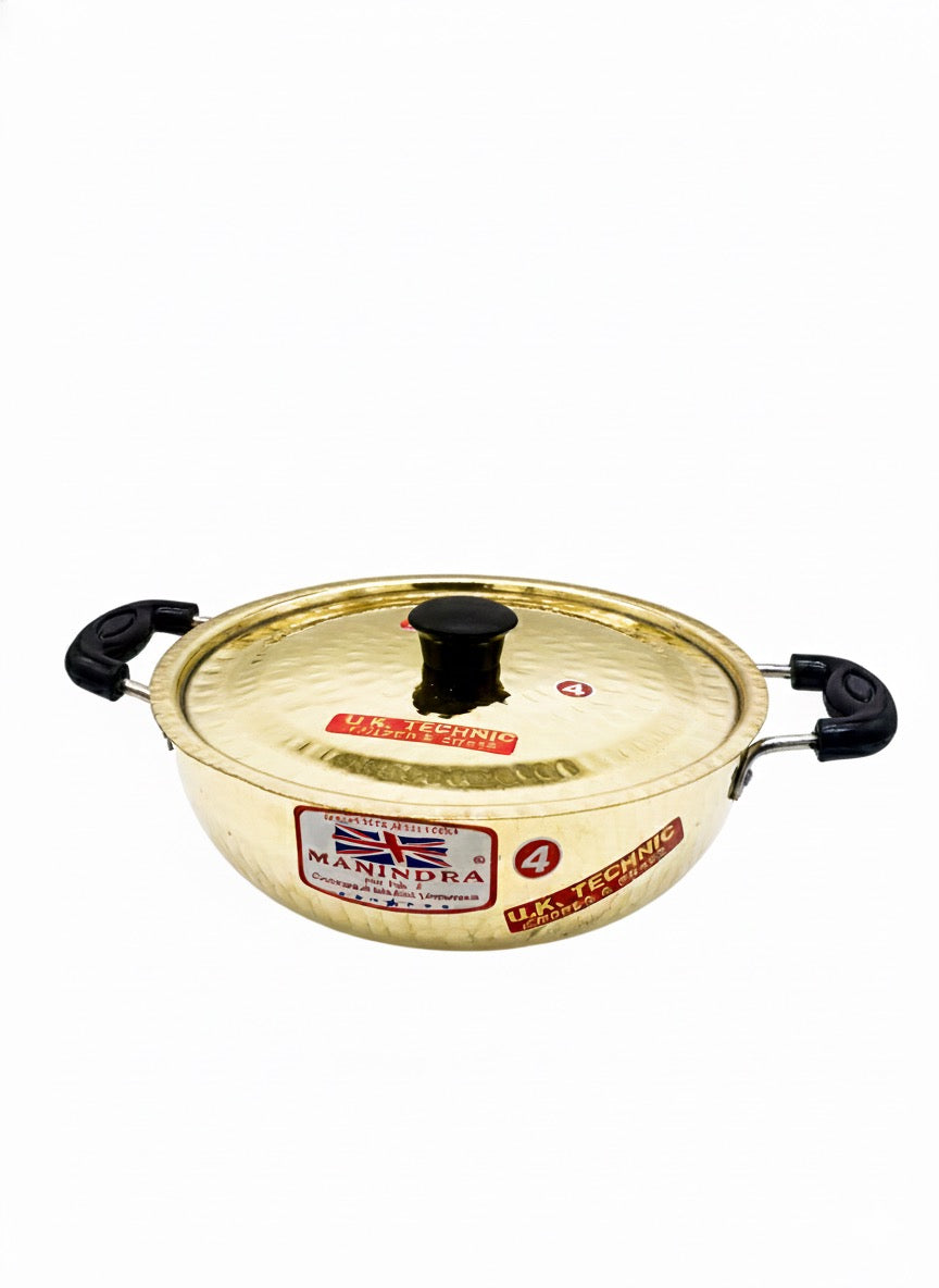 Hand-Hammered Brass Kadai/Casserole - 6 Sizes - Healthy Indian Cookware