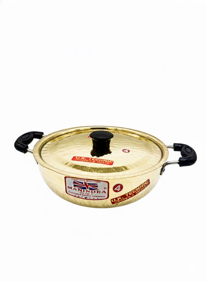 Hand-Hammered Brass Kadai/Casserole - 6 Sizes - Healthy Indian Cookware