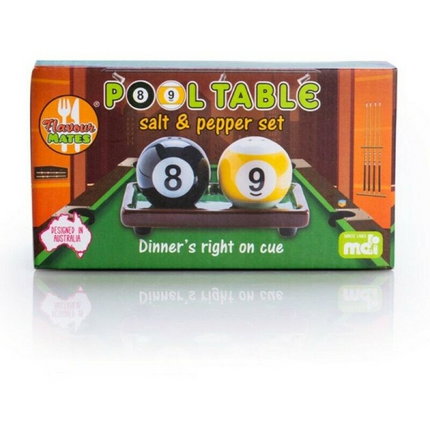 Billiard Pool Ball Salt & Pepper Shakers Set with Mini Pool Table