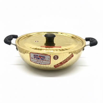 Hand-Hammered Brass Kadai/Casserole - 6 Sizes - Healthy Indian Cookware