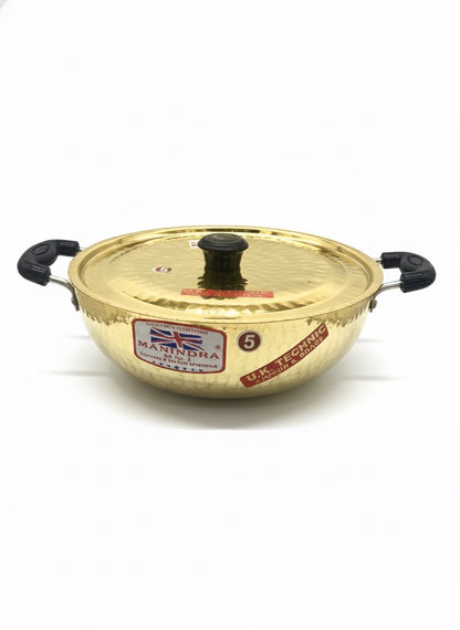 Hand-Hammered Brass Kadai/Casserole - 6 Sizes - Healthy Indian Cookware