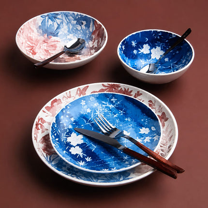 Modern Japanese-inspired dinnerware
Danny Home Ceramic Abstract Floral Dinner Set 24 Piece
Danny Home blue ceramic dinnerware set