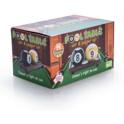 Billiard Pool Ball Salt & Pepper Shakers Set with Mini Pool Table