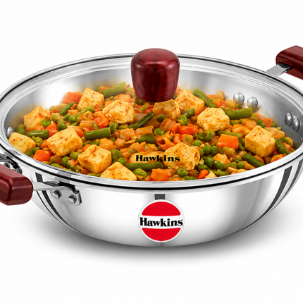 Hawkins Stainless Steel Triply Deep Fry Pan with Glass Lid 2.5L