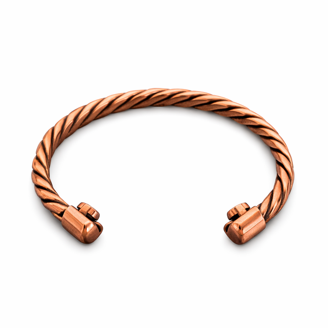 Pure Copper Twisted Bracelet – Adjustable Open Cuff Bangle (Unisex)
