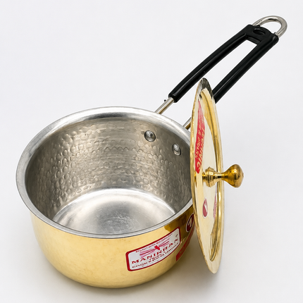 Handmade Brass (Pital) Saucepans with Lid | Traditional Gas Stove Cookware