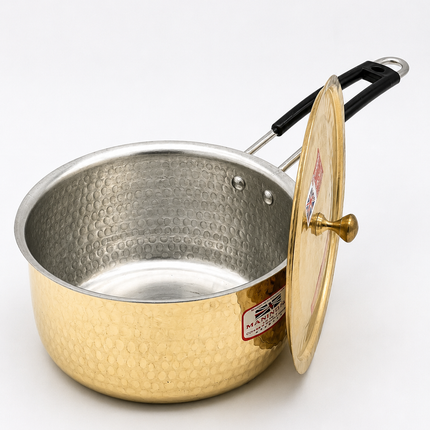 Handmade Brass (Pital) Saucepans with Lid | Traditional Gas Stove Cookware