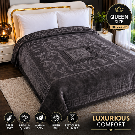 Queen Size Mink Double-Ply Blanket 200 x 220cm 5kg – Heavy, Soft & Warm Winter Blanket