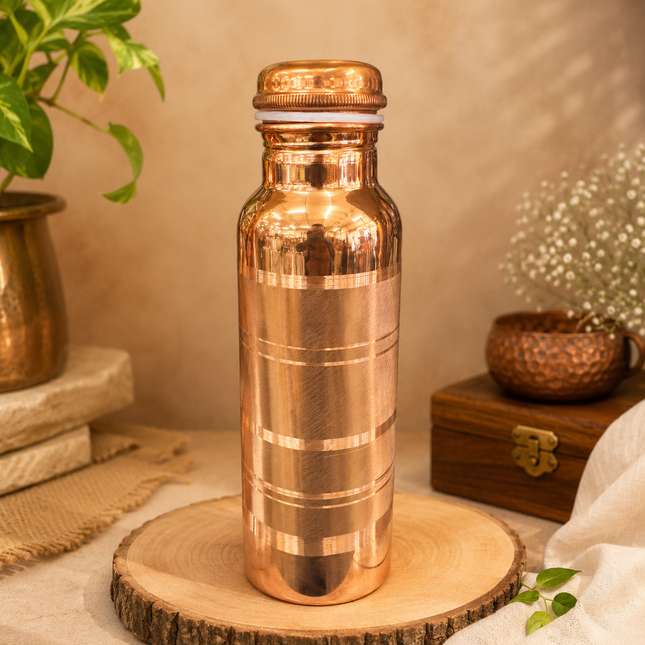 Pure Copper Water Bottle 1L – Leakproof Ayurvedic Style Drink Bottle