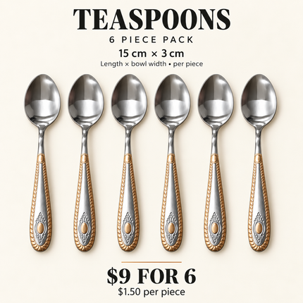 Luxury Copper-Plated Stainless Steel Cutlery – 6 Piece Sets