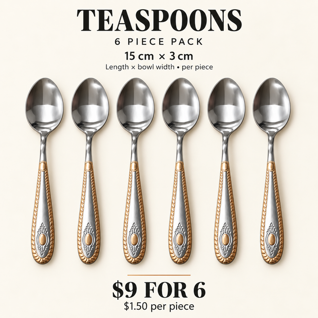 Luxury Copper-Plated Stainless Steel Cutlery – 6 Piece Sets
