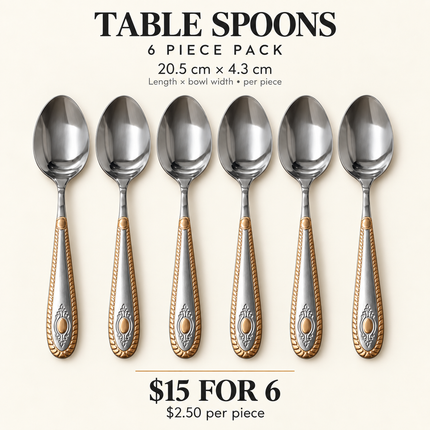 Luxury Copper-Plated Stainless Steel Cutlery – 6 Piece Sets