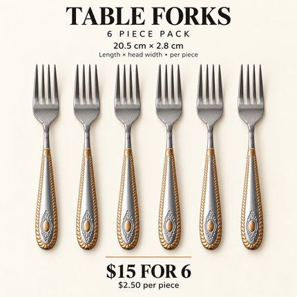 Luxury Copper-Plated Stainless Steel Cutlery – 6 Piece Sets