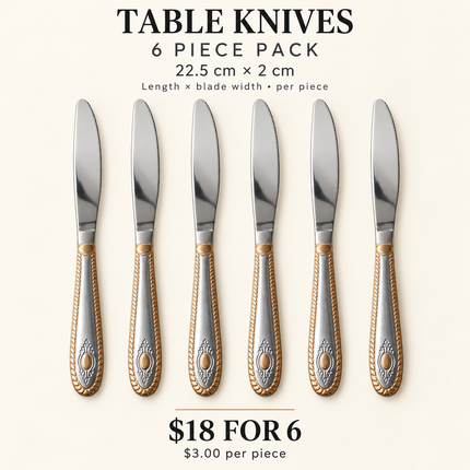 Luxury Copper-Plated Stainless Steel Cutlery – 6 Piece Sets