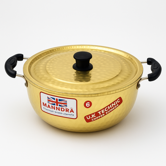 Hand-Hammered Brass Kadai/Casserole - 6 Sizes - Healthy Indian Cookware