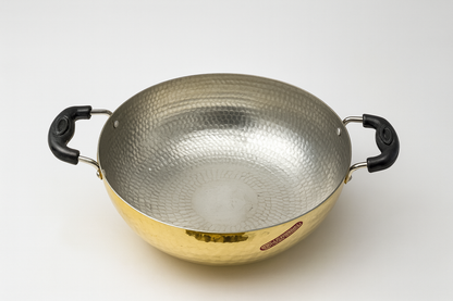Hand-Hammered Brass Kadai/Casserole - 6 Sizes - Healthy Indian Cookware