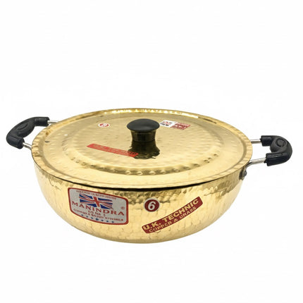 Hand-Hammered Brass Kadai/Casserole - 6 Sizes - Healthy Indian Cookware