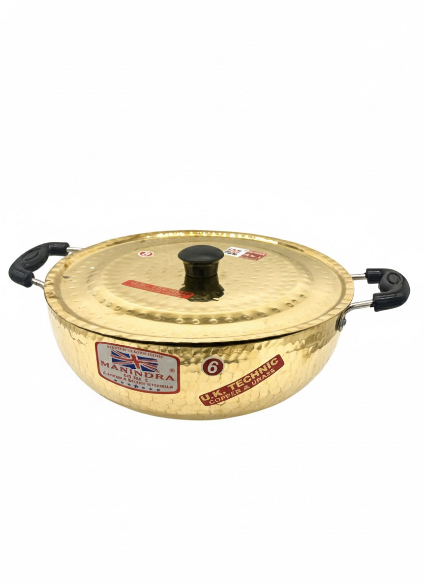 Hand-Hammered Brass Kadai/Casserole - 6 Sizes - Healthy Indian Cookware