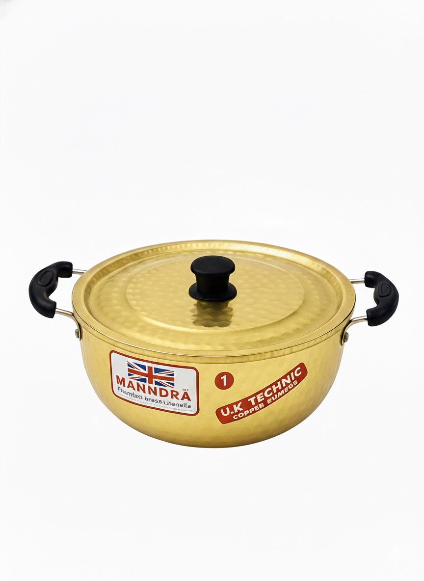 Hand-Hammered Brass Kadai/Casserole - 6 Sizes - Healthy Indian Cookware