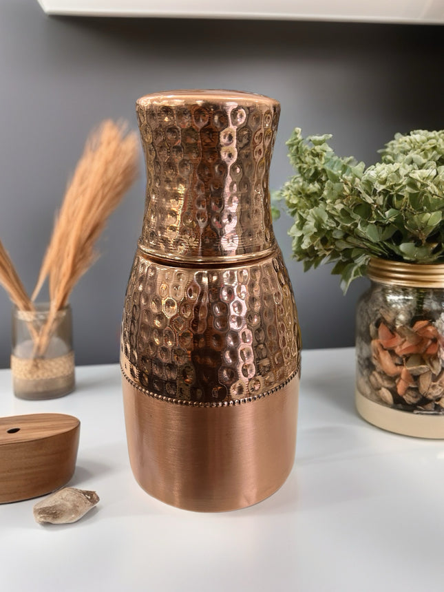 Hammered Copper Bedroom Jar with Cup Lid