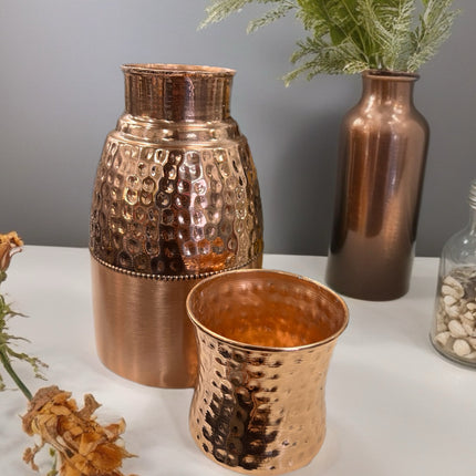 Hammered Copper Bedroom Jar with Cup Lid