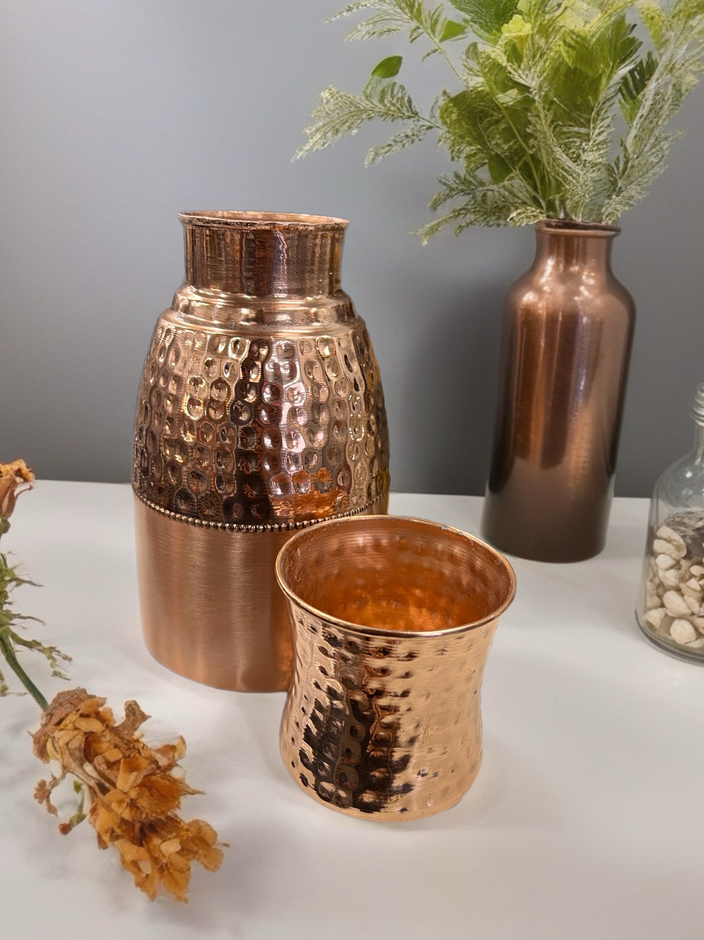 Hammered Copper Bedroom Jar with Cup Lid