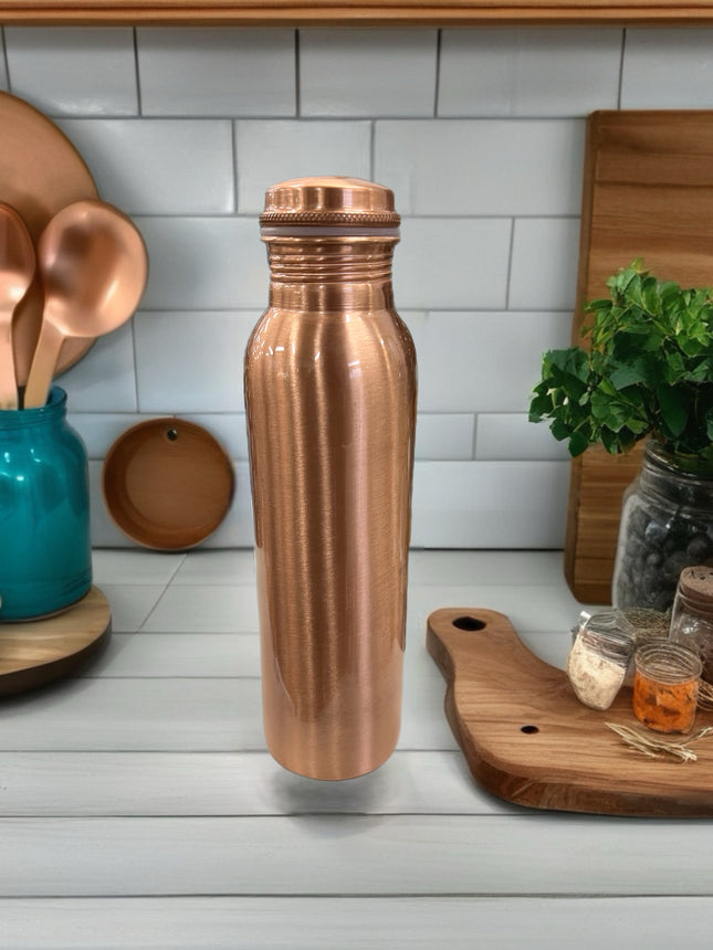 Pure Copper Water Bottle 1L – Leakproof Ayurvedic Style Drink Bottle