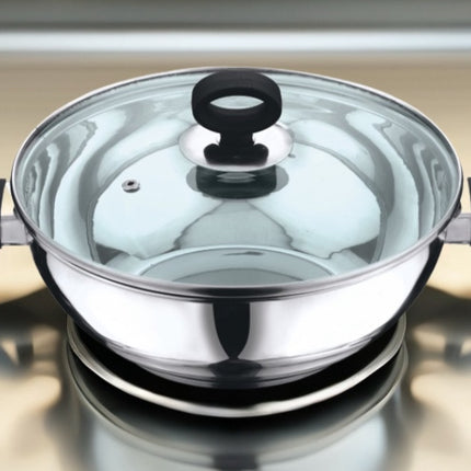 Vinod Deluxe Stainless Steel Kadahi 26cm with Glass Lid
