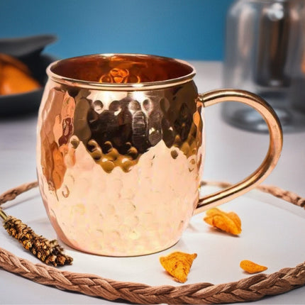 Pure Copper Cup 9cm (Approx. 400ml) – Hammered Finish