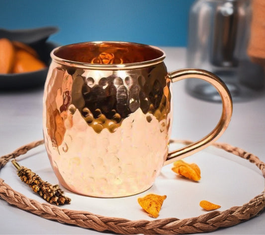 Pure Copper Cup 9cm (Approx. 400ml) – Hammered Finish