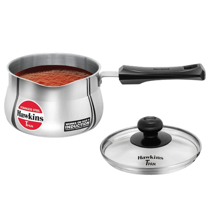 Hawkins Stainless Steel Tea Pan with Glass Lid | Induction Compatible Tea Pot