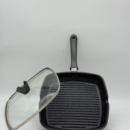 Chef and Cook marble non stick grill pan with glass lid 28cm