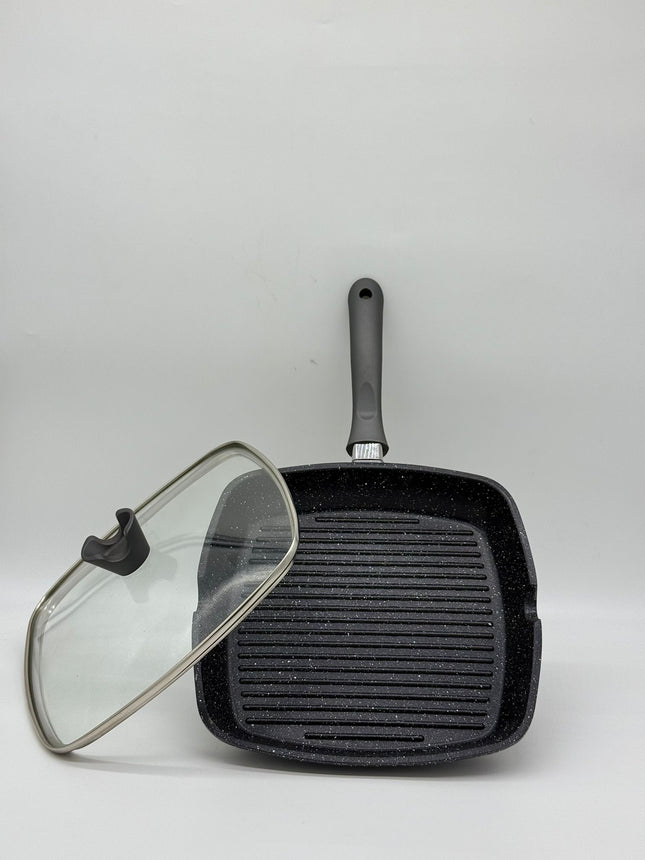 Chef and Cook marble non stick grill pan with glass lid 28cm