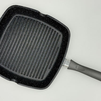 Chef and Cook marble non stick grill pan with glass lid 28cm top view