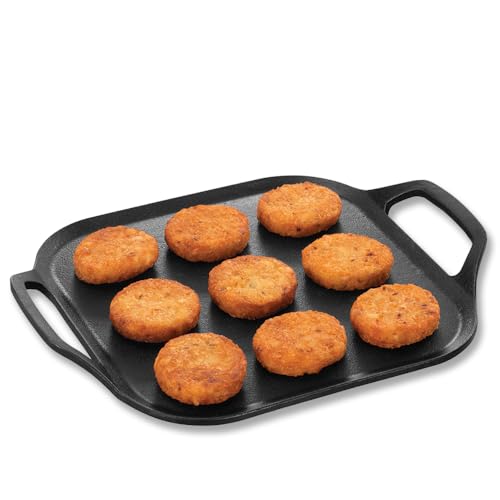 Futura cast iron square tava 26cm with side handles for roti paratha dosa cutlets and grilling