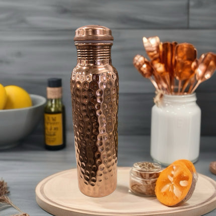 Hammered pure copper water bottle approximately 900 to 950mL