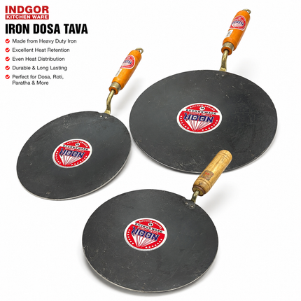 Heavy Duty Iron Dosa Tava – Flat & Concave Traditional Iron Tawa | 28cm & 35cm